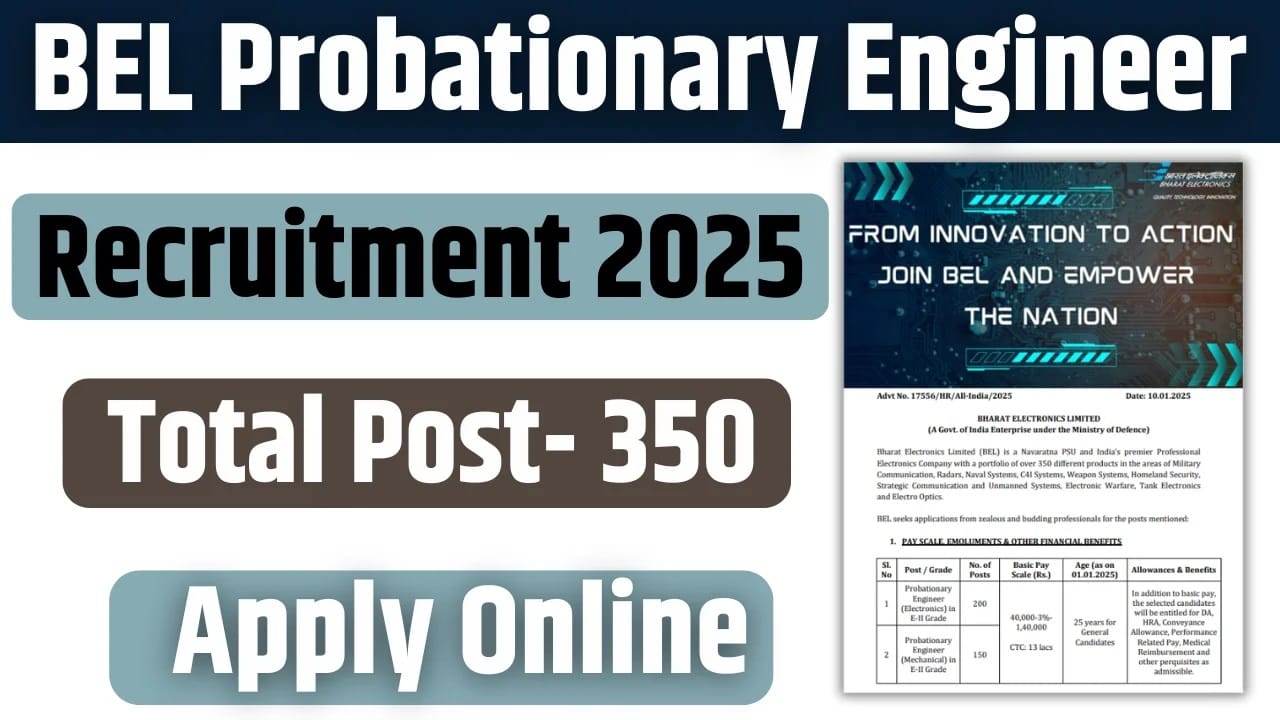 BEL India Probationary Engineer Recruitment 2025