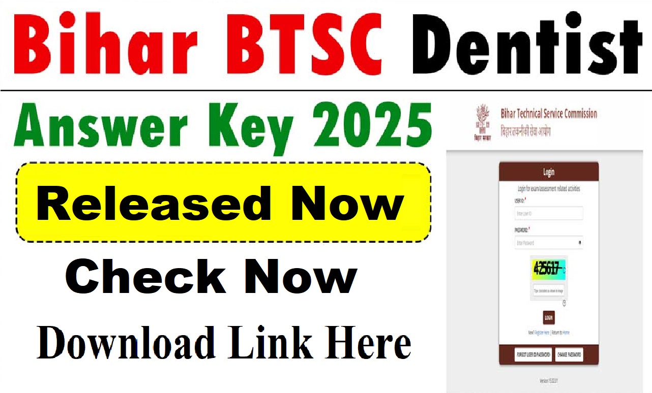 Bihar BTSC Dentist Answer Key 2025