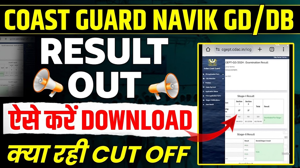 Coast Guard Navik CGEPT Stage I Result 2025
