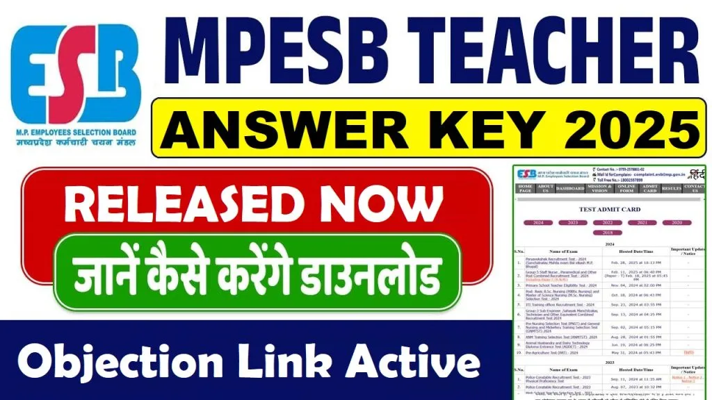 MPESB School Teacher Answer Key 2025