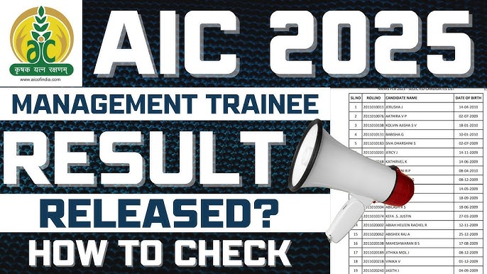 AIC Management Trainee MT Result 2025