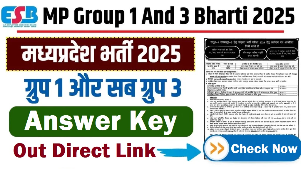 MPESB Group I Sub Group 3 Answer Key 2025