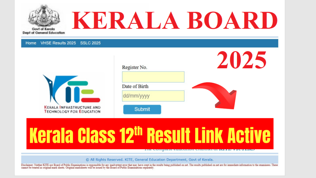 Kerala Board 12th HSE Result 2025