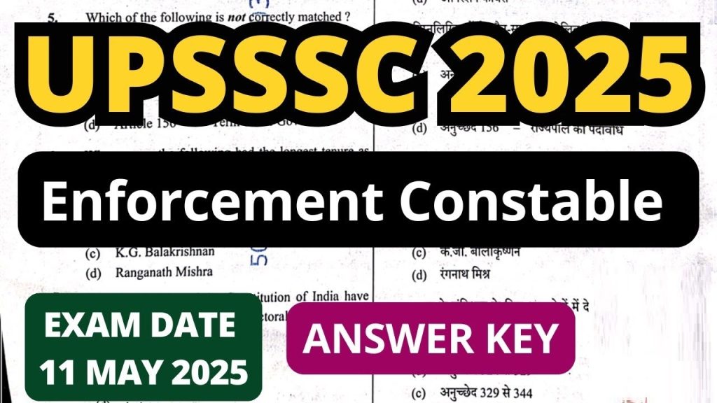 UPSSSC Enforcement Constable Answer Key 2025