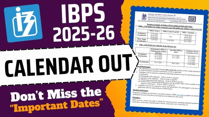IBPS Revised Exam Calendar 2025-26