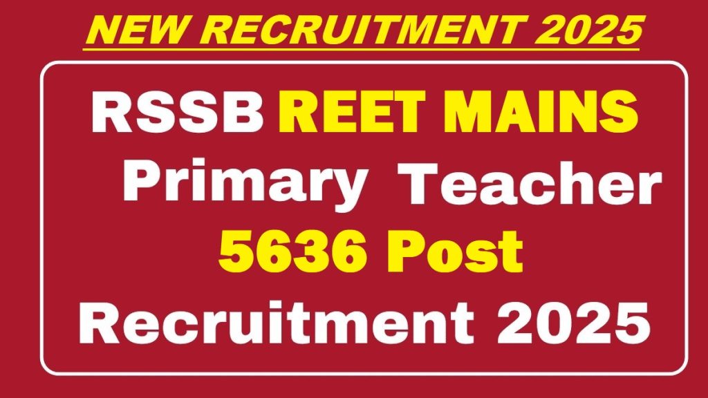 RSSB REET Mains Primary Teacher Recruitment 2025