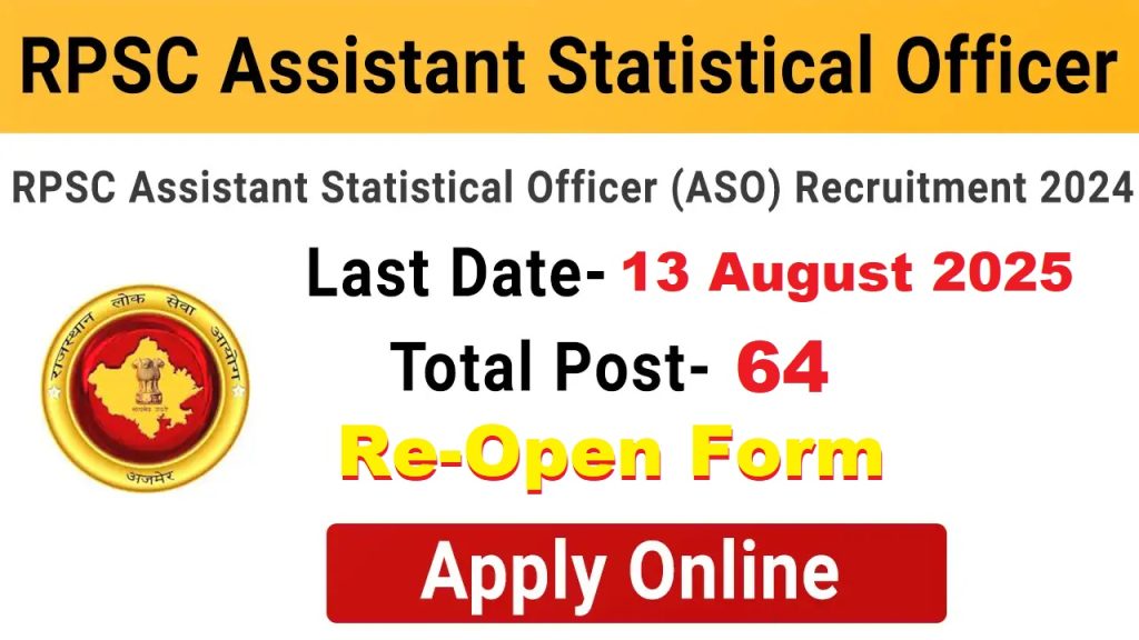 RPSC Assistant Statistical Officer ASO Recruitment 2025