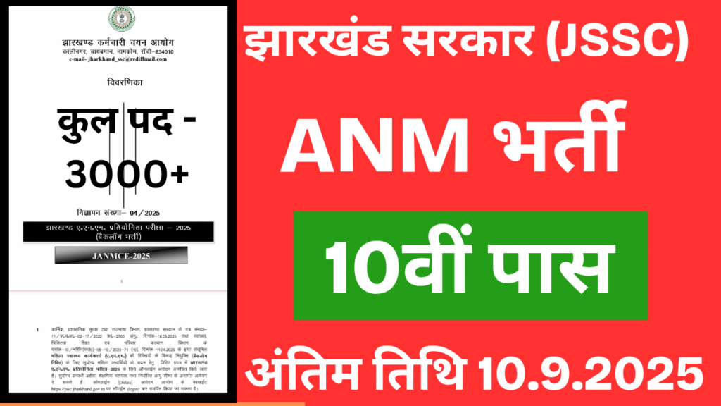 Jharkhand JSSC ANM Recruitment 2025