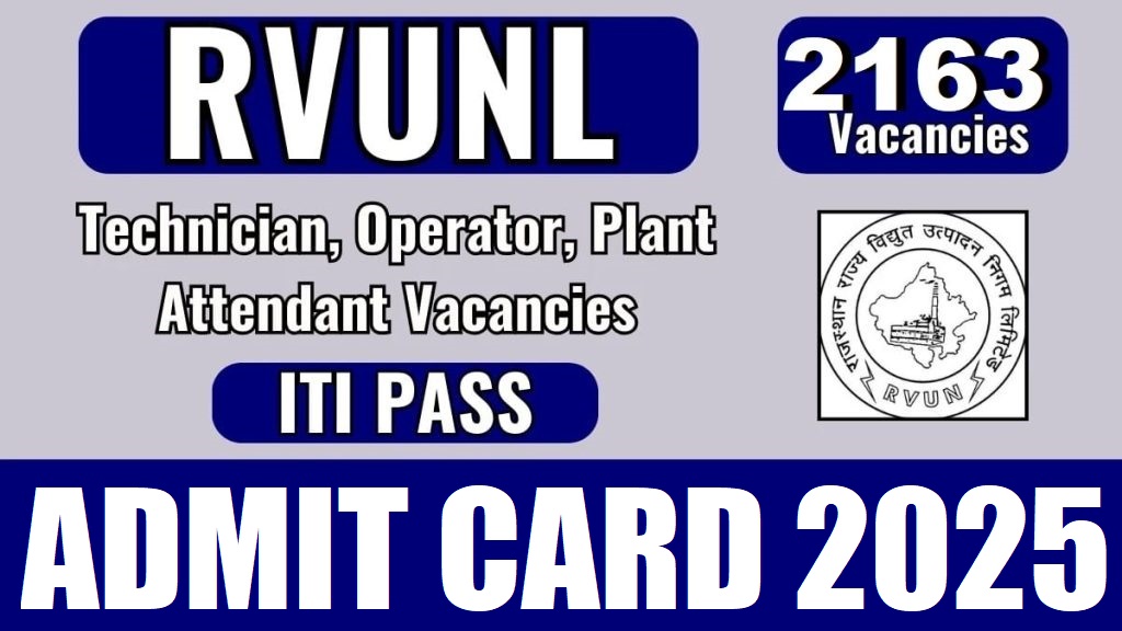 RRVUNL Technician Various Post Admit Card 2025