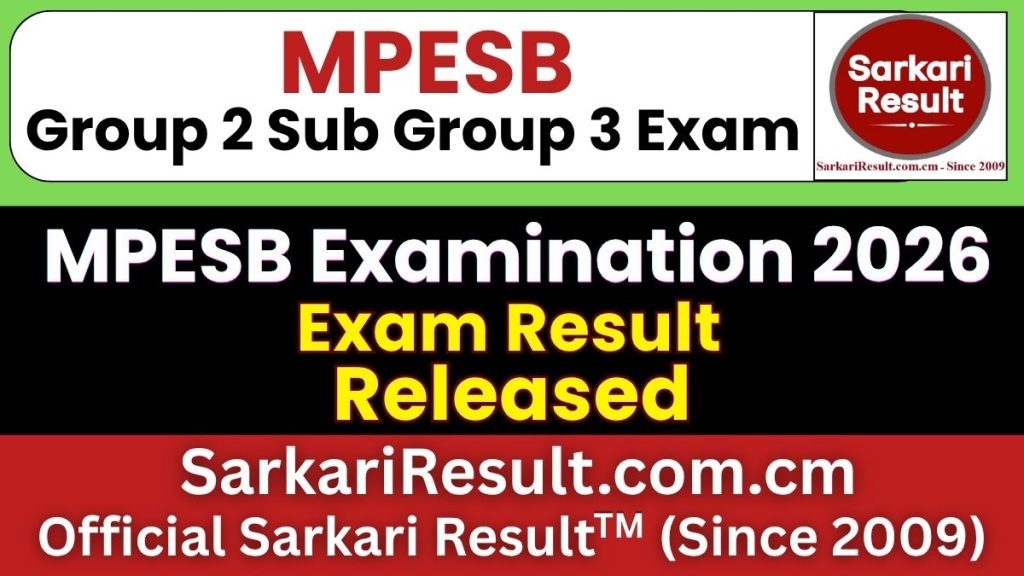 MPESB Group 2 Sub Group 3 Result 2026