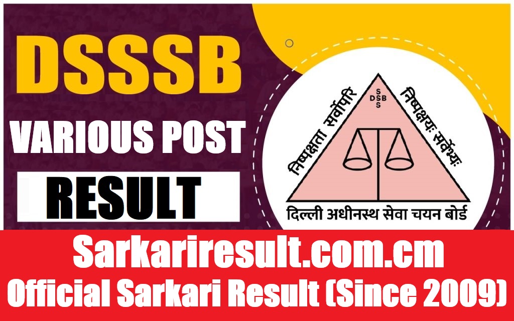 DSSSB Various Post Result 2026