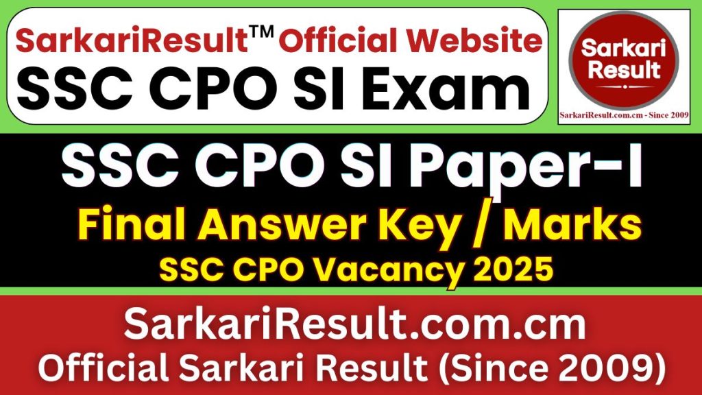 SSC CPO SI Paper-I Marks 2026
