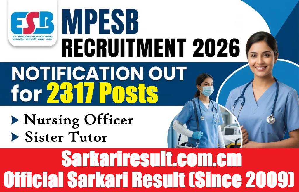 MPESB Nursing Officer / Sister Tutor Recruitment 2026