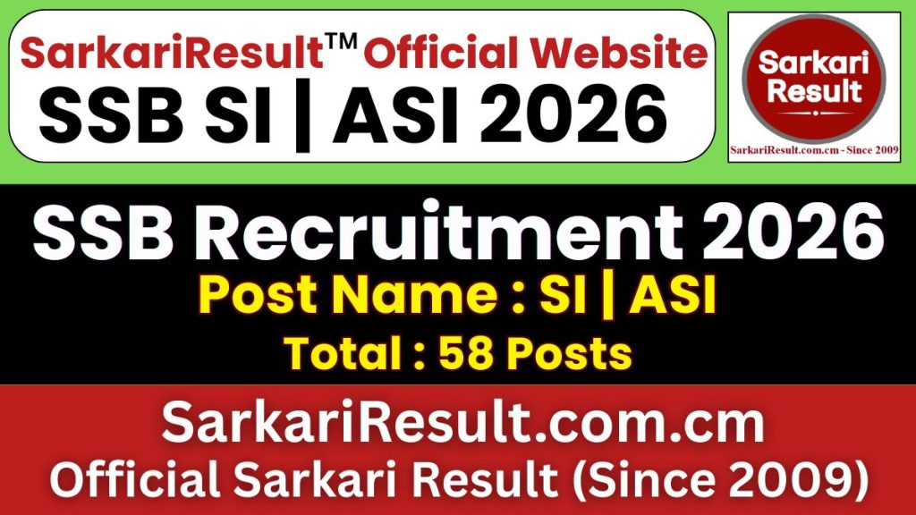 SSB SI / ASI Non-GD Recruitment 2026