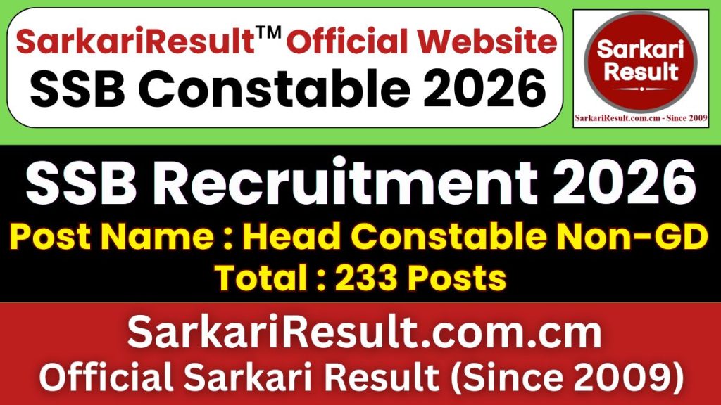 SSB Head Constable Non-GD Recruitment 2026