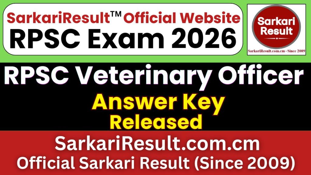 RPSC Veterinary Officer Answer Key 2026