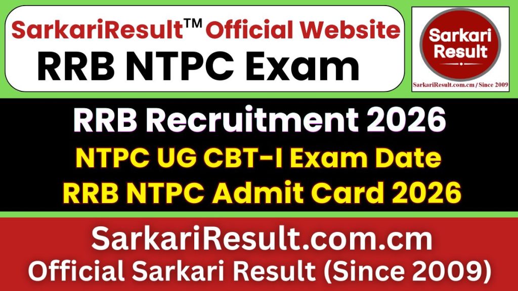 RRB NTPC 10+2 UG Exam Date 2026