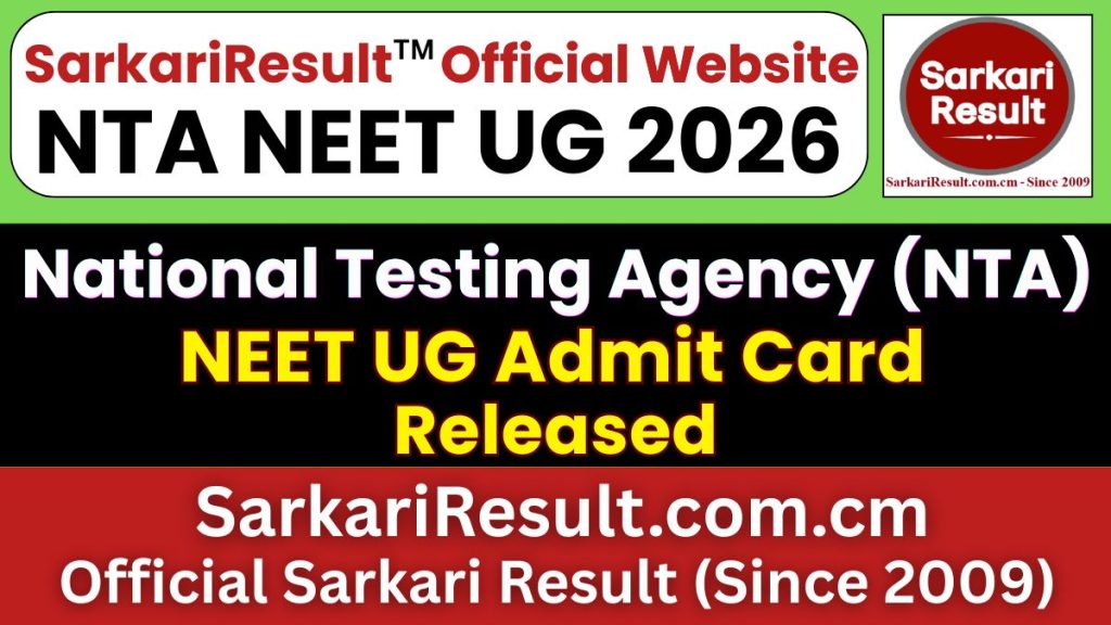 NTA NEET UG Admit Card 2026