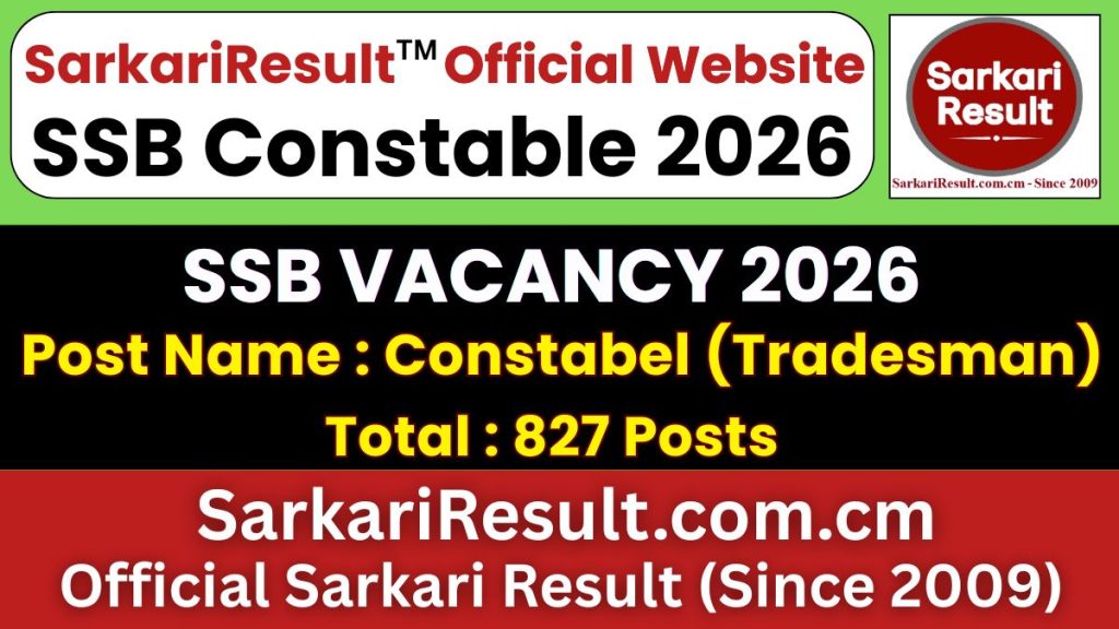 SSB Constable Tradesman Recruitment 2026