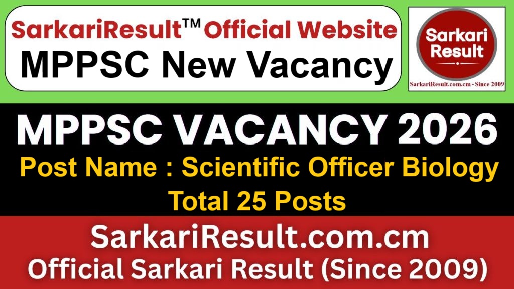 MPPSC Scientific Officer Biology Recruitment 2026