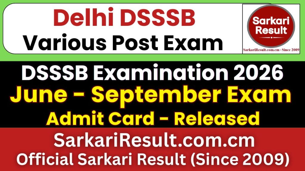 DSSSB June Exam Admit Card 2026