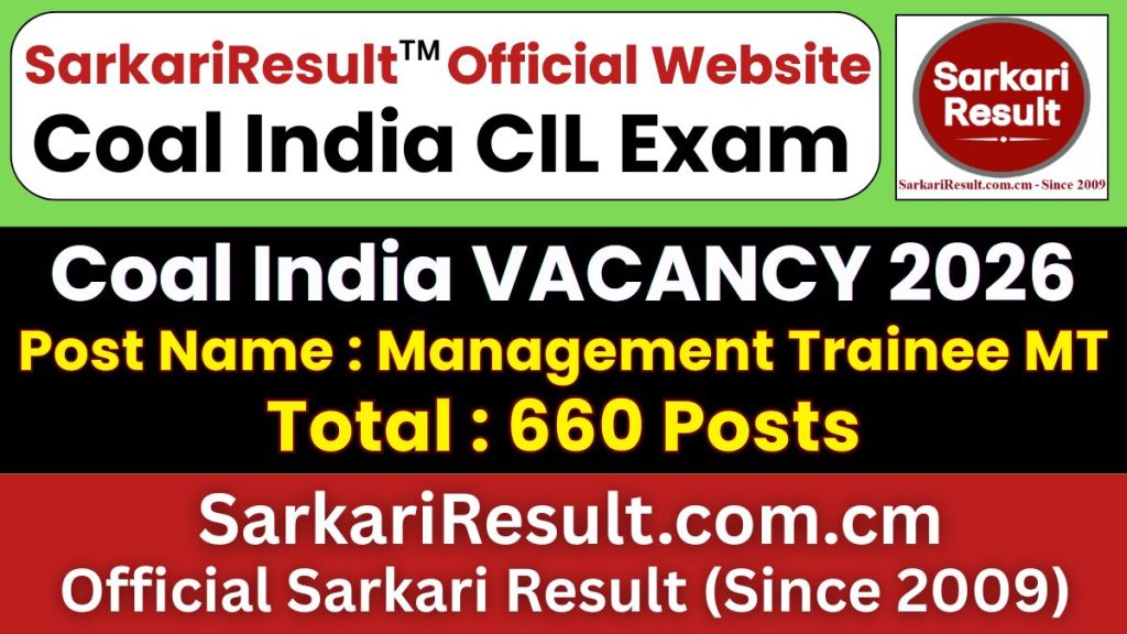 Coal India CIL Management Trainee MT Recruitment 2026