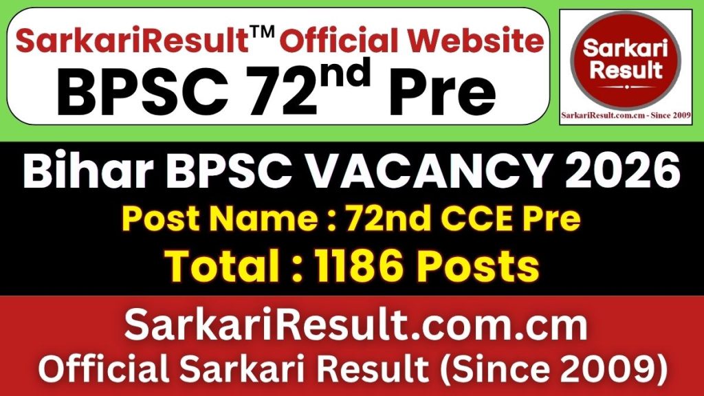 BPSC 72nd Pre Recruitment 2026