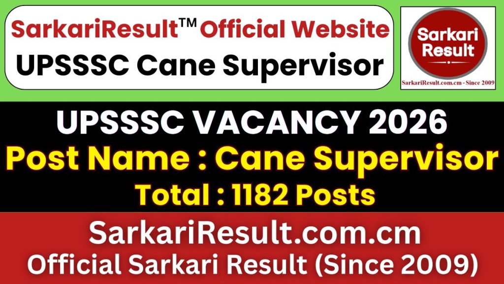 UPSSSC Cane Supervisor Recruitment 2026