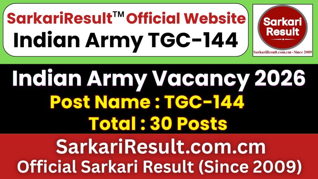 Indian Army TGC 144 Recruitment 2026