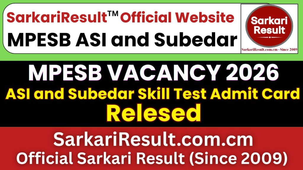 MPESB ASI and Subedar Skill Test Admit Card 2026