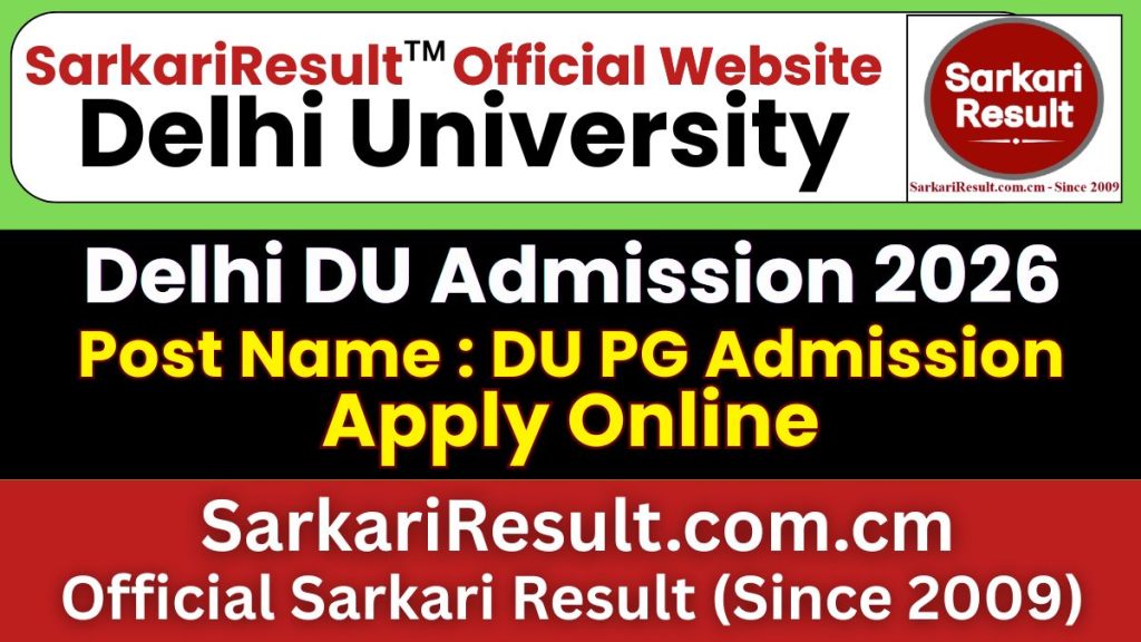 Delhi University DU PG Admission Online Form 2026