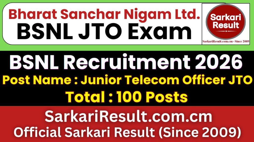 BSNL Junior Telecom Officer JTO Recruitment 2026