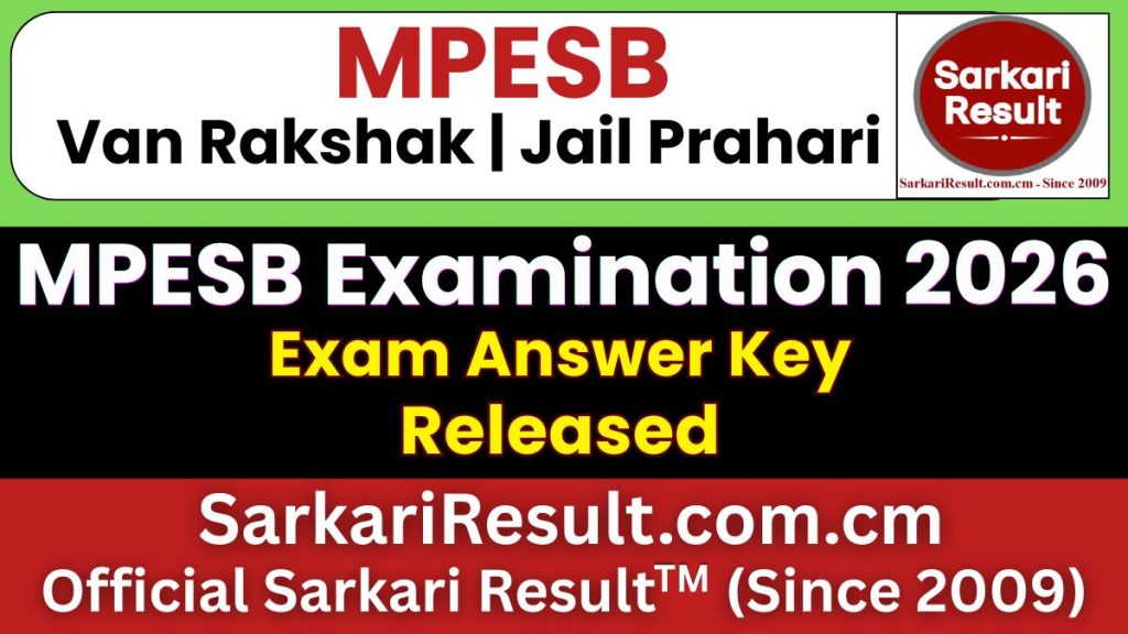 MPESB Van Rakshak / Jail Prahari Answer Key 2026