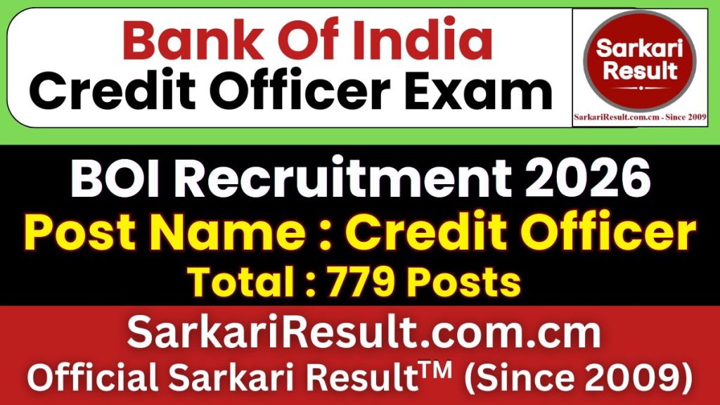 Bank of India Credit Officers Recruitment 2026