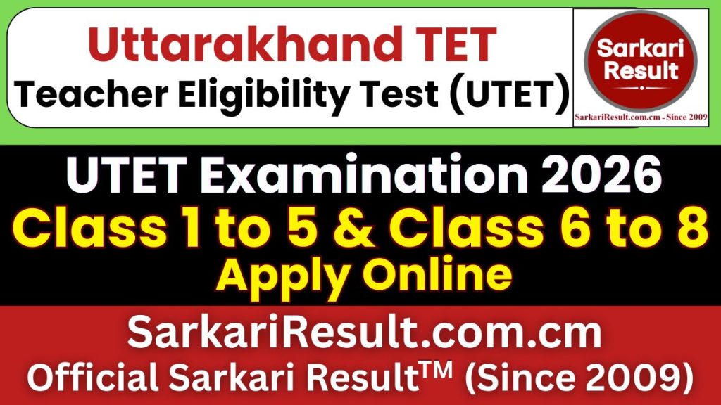 Uttarakhand TET UTET Online Form 2026