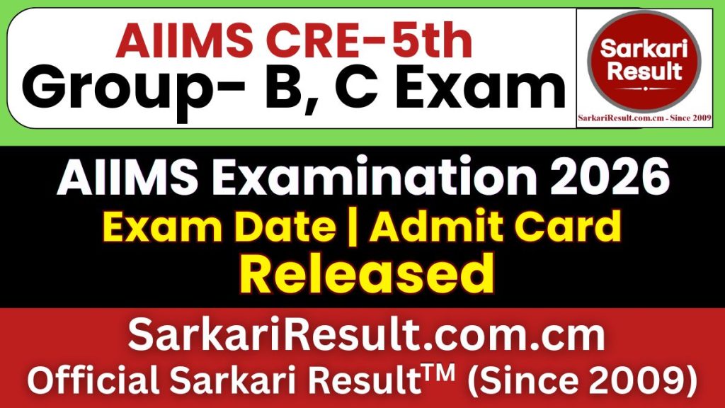 AIIMS CRE 5th Group B C Exam Schedule 2026