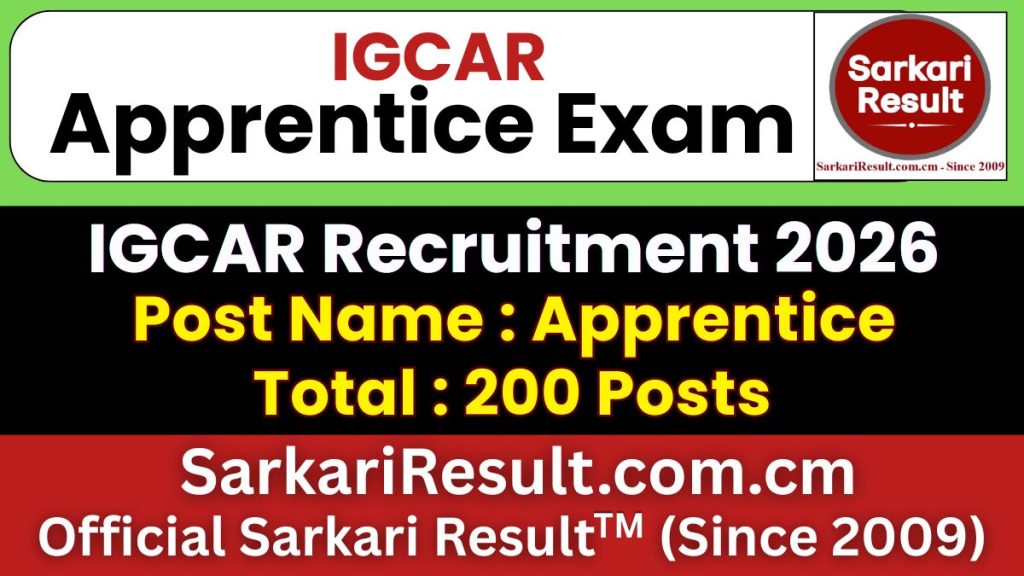 IGCAR Trade Apprentice Recruitment 2026