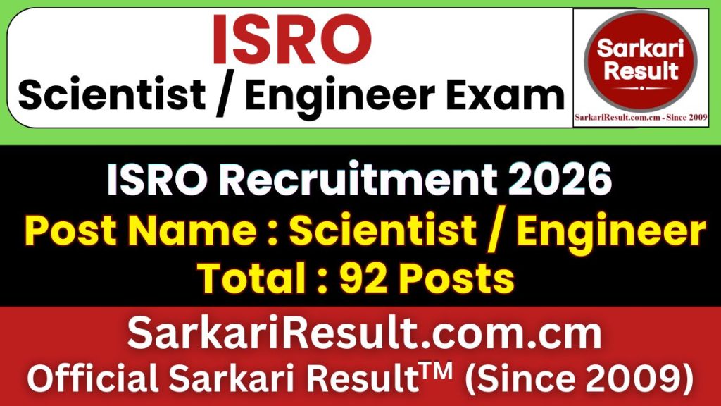 ISRO Scientist / Engineer Recruitment 2026