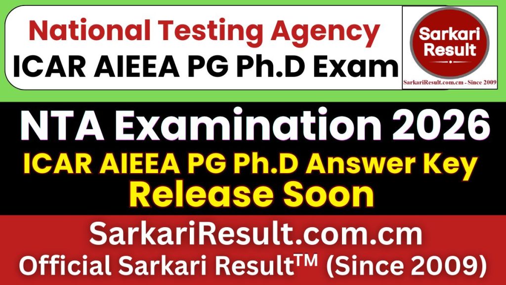 NTA ICAR AIEEA PG Ph.D Answer Key 2026