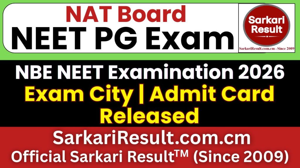 NEET PG Exam City Details 2026