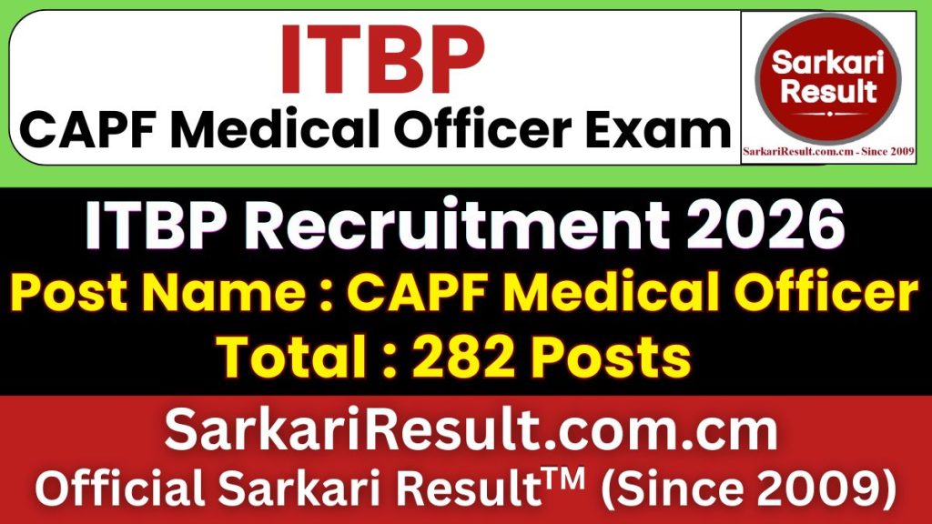 ITBP CAPF Medical Officer Recruitment 2026