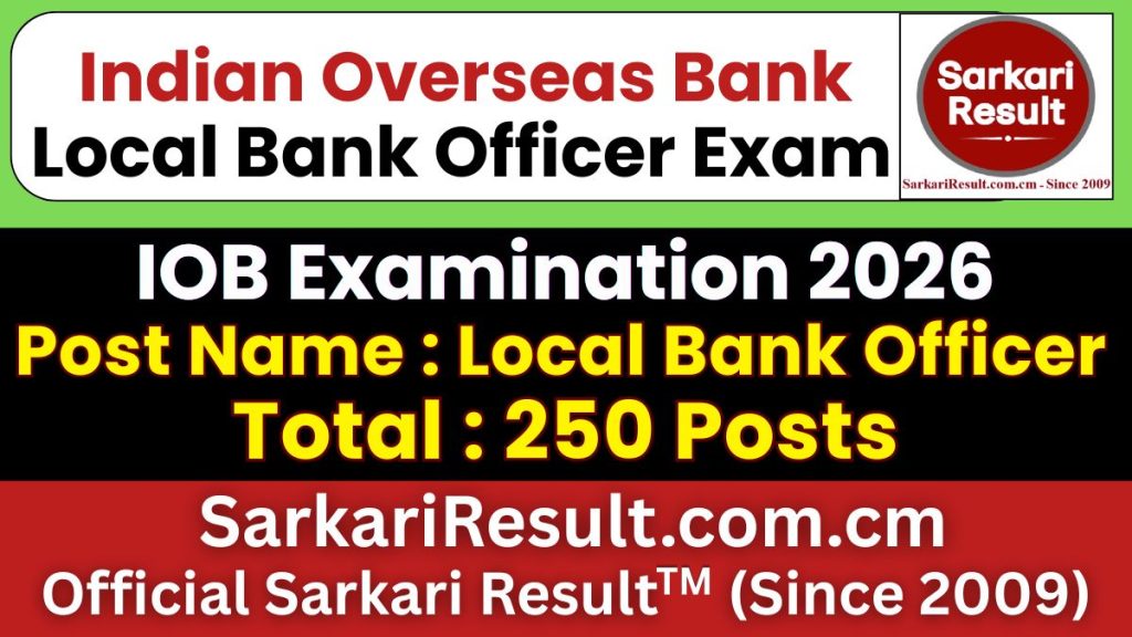 IOB Local Bank Officer LBO Recruitment 2026