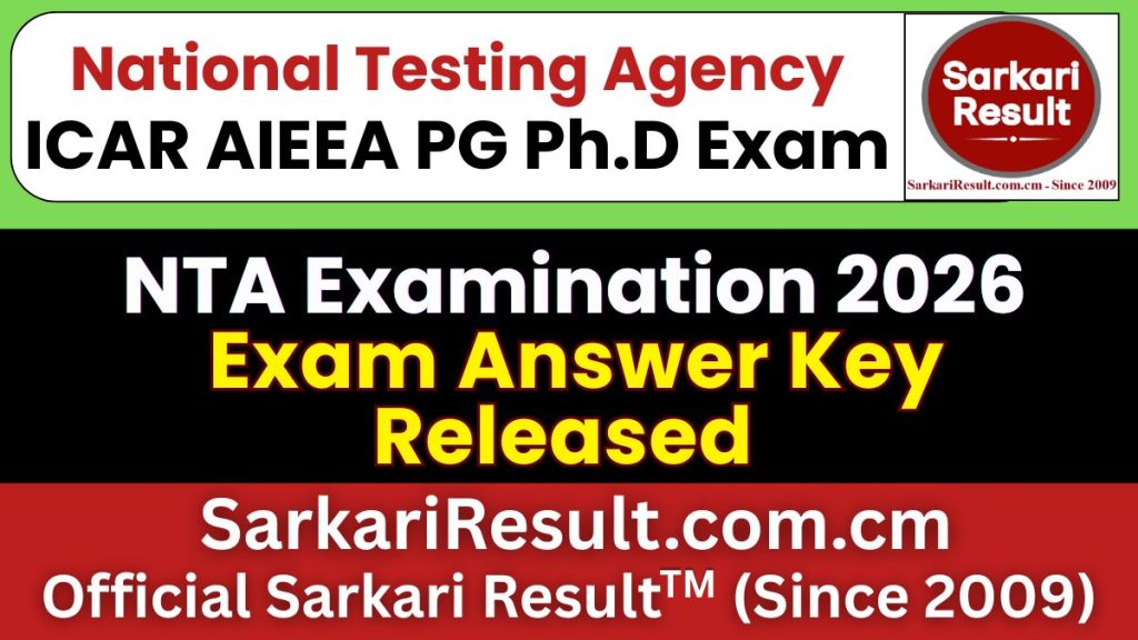 NTA ICAR AIEEA PG Ph.D Answer Key 2026