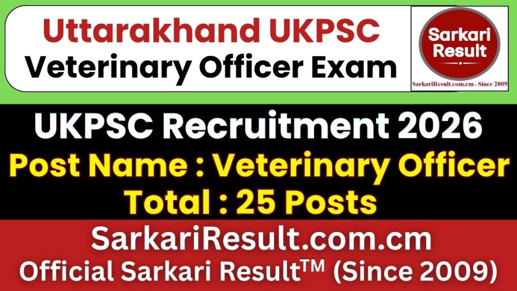 UKPSC Veterinary Officer Recruitment 2026