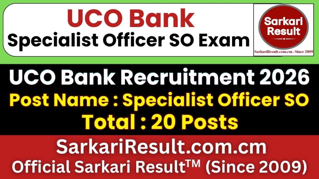 UCO Bank SO Recruitment 2026