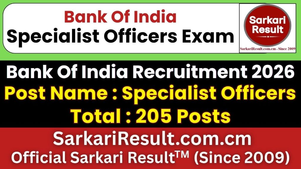 Bank of India BOI SO Recruitment 2026