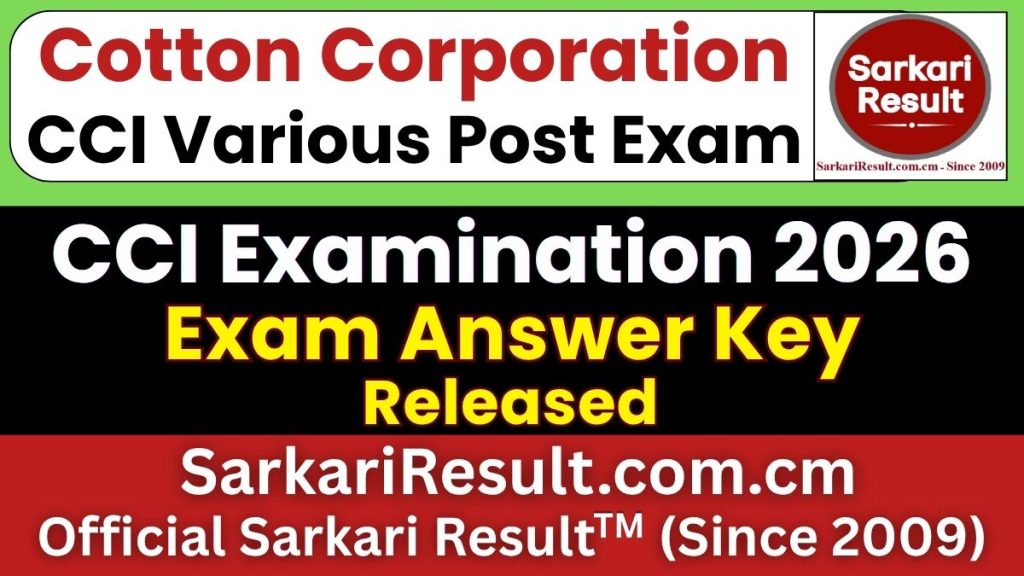 CCI Various Post Answer Key 2026
