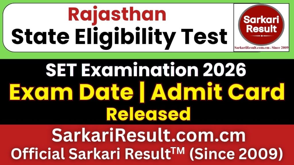 Rajasthan State Eligibility Test SET Admit Card 2026