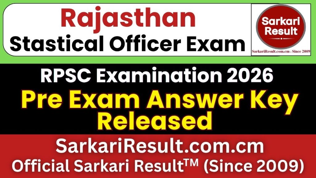 RPSC Statistical Officer Answer Key 2026