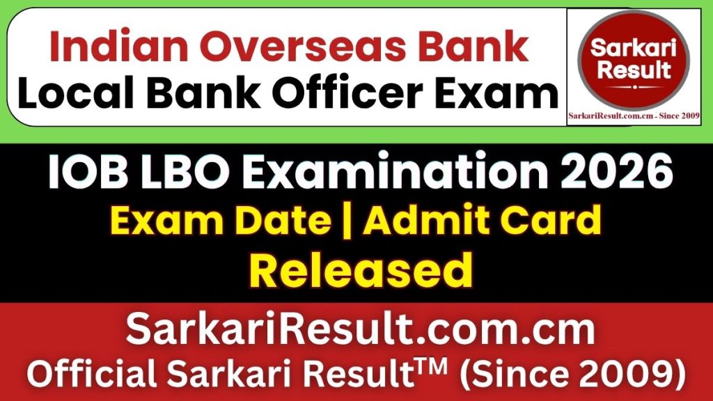 IOB Local Bank Officer LBO Admit Card 2026